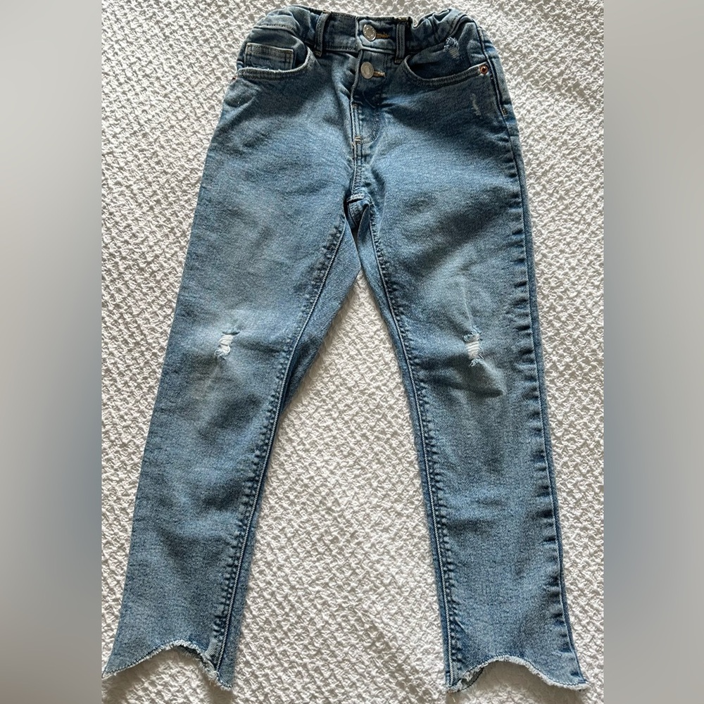 Zara Toddler Girls Skinny Uneven Frayed Hem Jeans Size 5